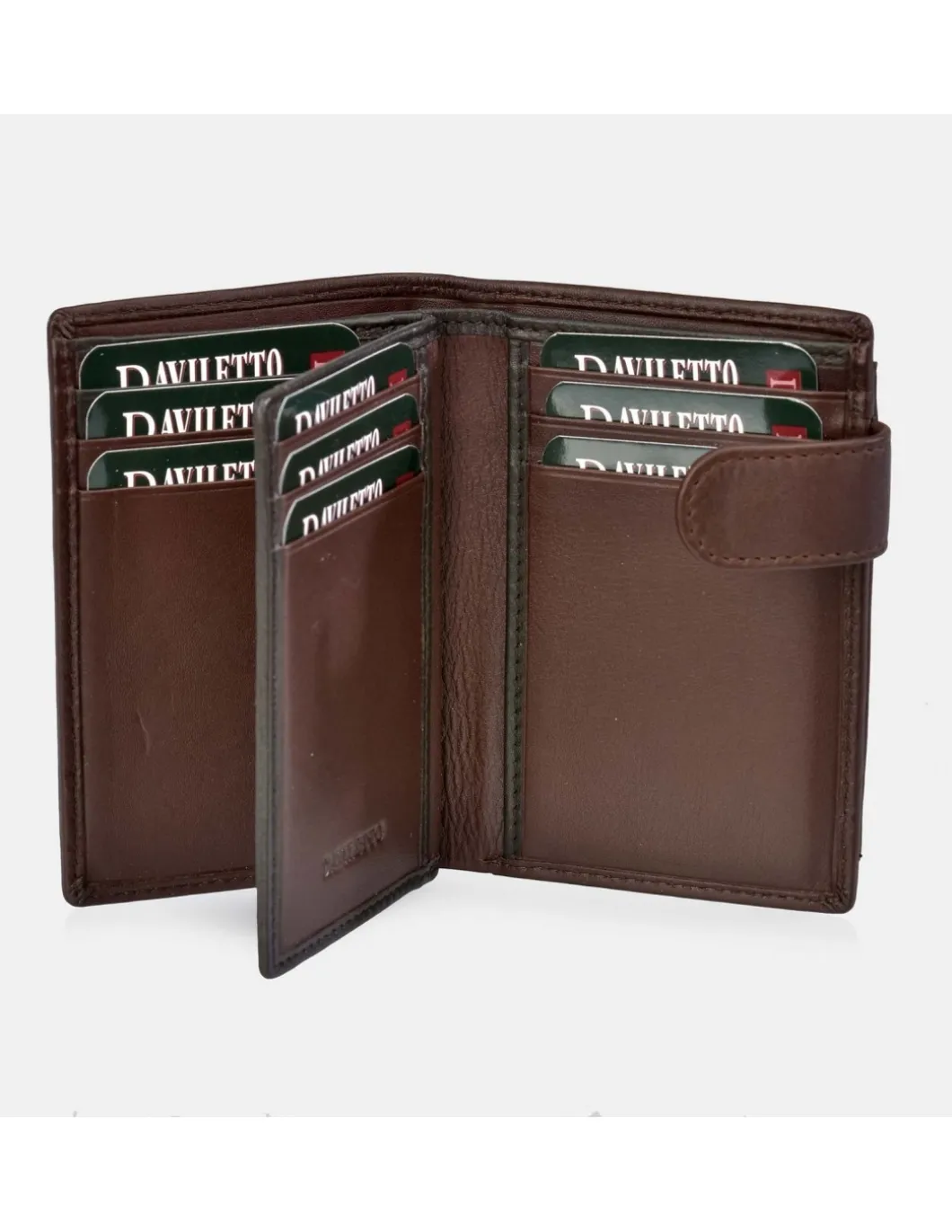 DAVILETTO Cartera con cierre para hombre en piel con tarjetero y monedero con estuche de regalo