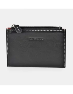 DAVILETTO tarjetero con monedero de piel color con cremallera para hombre