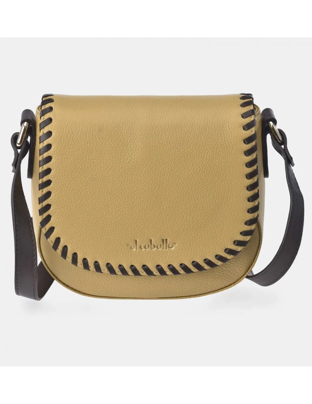 EL CABALLO Bolso bandolera con solapa para mujer colección piel Napa Travertino