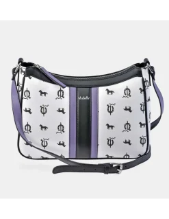 EL CABALLO Bolso bandolera para mujer en piel y lona estampada