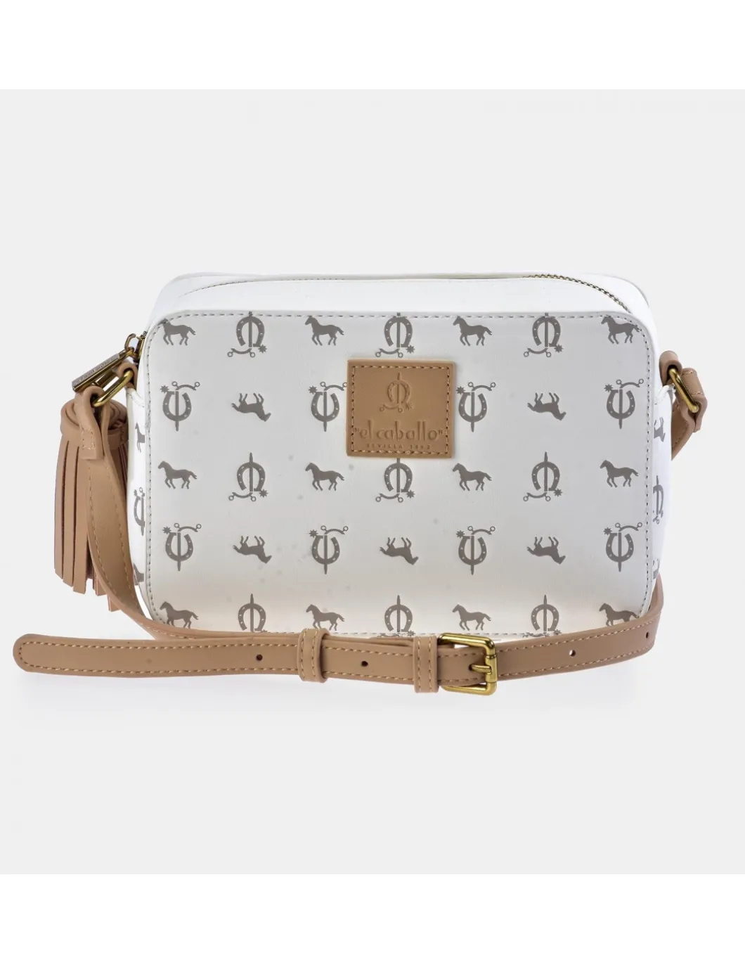 EL CABALLO bolso bandolera cuadrado para mujer en calidad logo estampado sintético