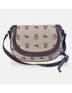 EL CABALLO Bolso bandolera con solapa en piel y lona