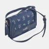 EL CABALLO Bolso de bandolera cuadrado con solapa en piel y lona estampada