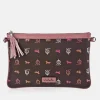 EL CABALLO Bolso de mano plano con bandolera y cremallera para mujer lona estampada y piel