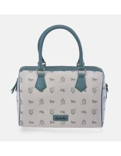 EL CABALLO Bolso de mano en lona estampada y piel con bandolera