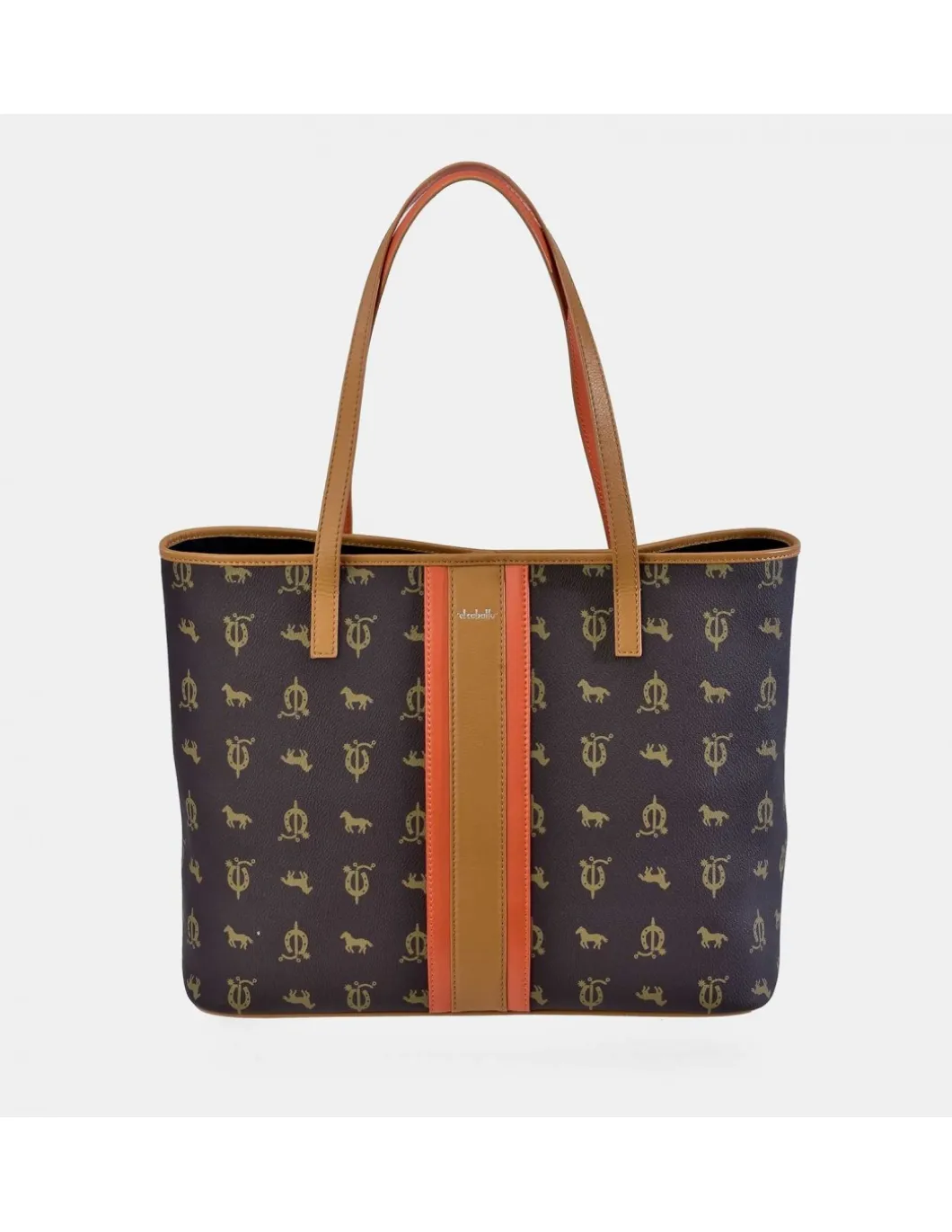 EL CABALLO Bolso grande Shopping para mujer en lona estampada y piel