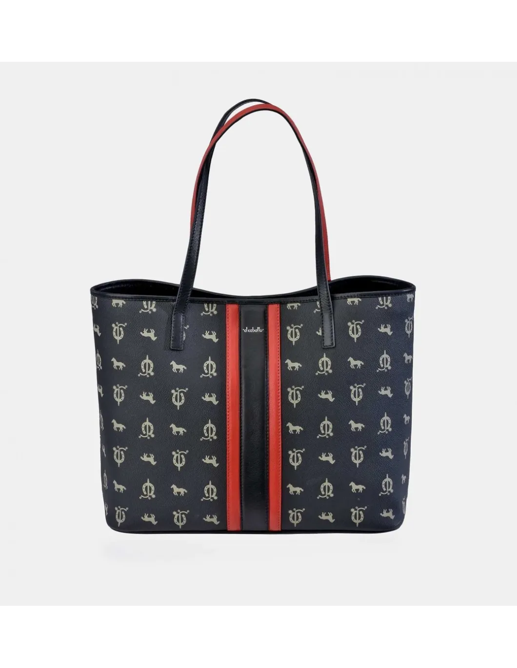 EL CABALLO Bolso grande Shopping para mujer en lona estampada y piel