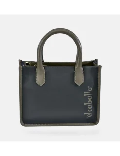 EL CABALLO Bolso mini Tote de mano en lona estampada y piel