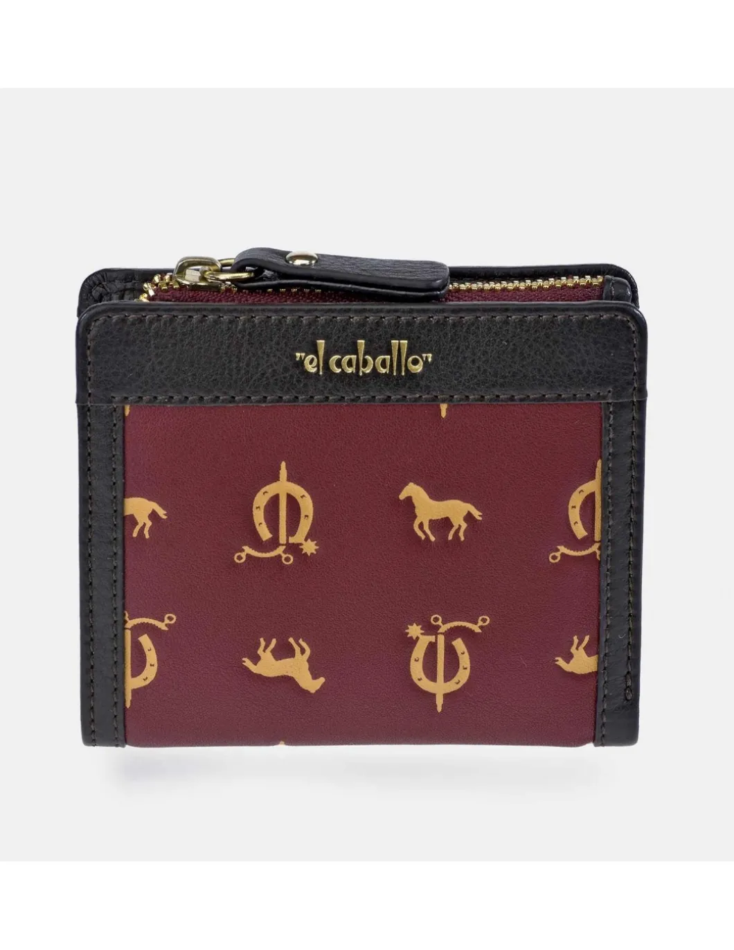 EL CABALLO mini monedero billetero para mujer en piel y lona
