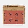 EL CABALLO mini monedero billetero para mujer en lona y piel vaqueta