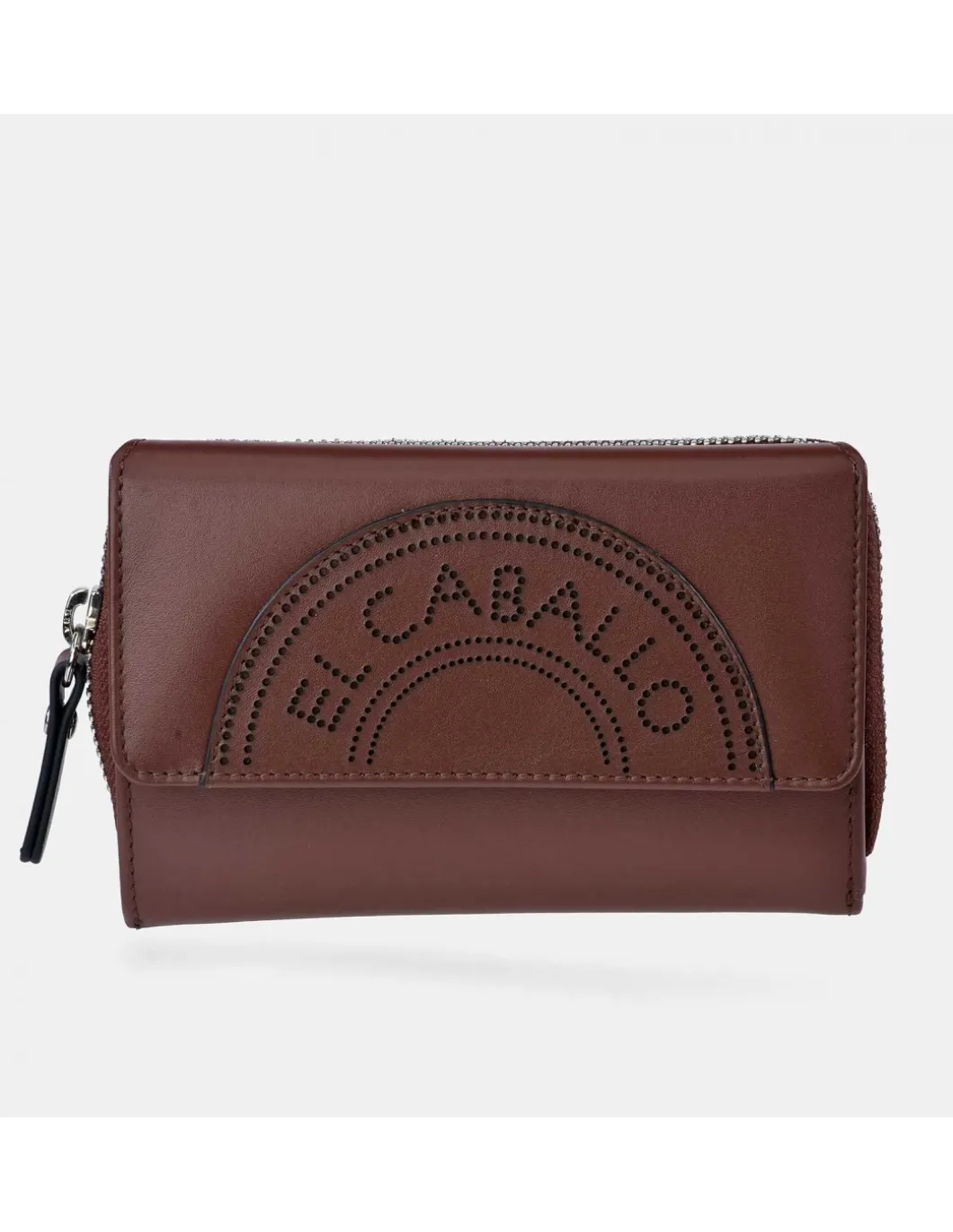 EL CABALLO monedero billetero con cremallera y solapa en piel para señora