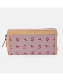 EL CABALLO monedero billetero con cremallera para mujer en lona y piel vaqueta