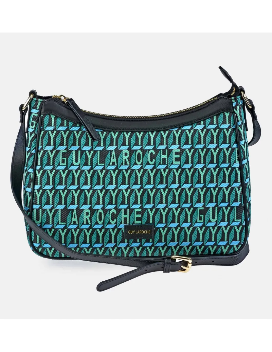 GUY LAROCHE bolso bandolera para mujer en piel y lona estampada