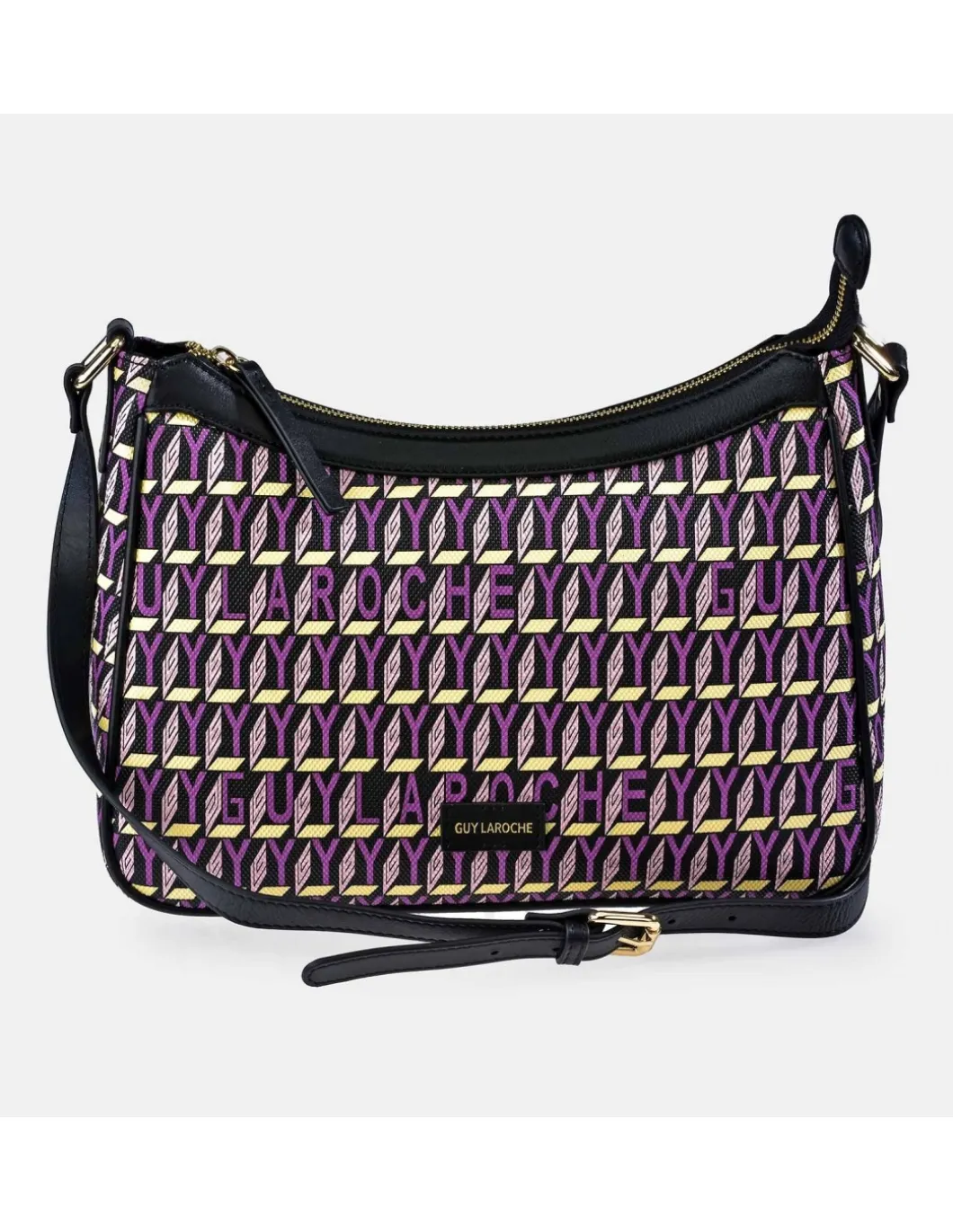 GUY LAROCHE bolso bandolera para mujer en piel y lona estampada