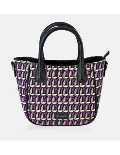 GUY LAROCHE bolso de mano para mujer en piel y lona estampada