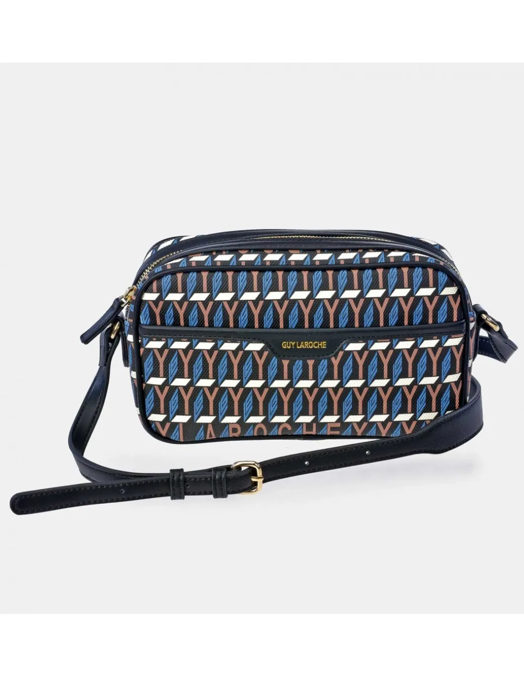 GUY LAROCHE bolso bandolera en lona estampada logo con cremallera