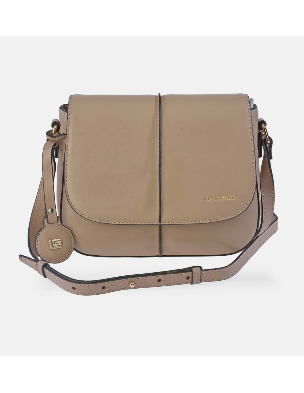 GUY LAROCHE bolso bandolera con cremallera en piel Napa con solapa