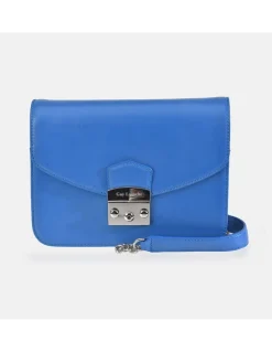 GUY LAROCHE Bolso bandolera metálica en piel con solapa para mujer