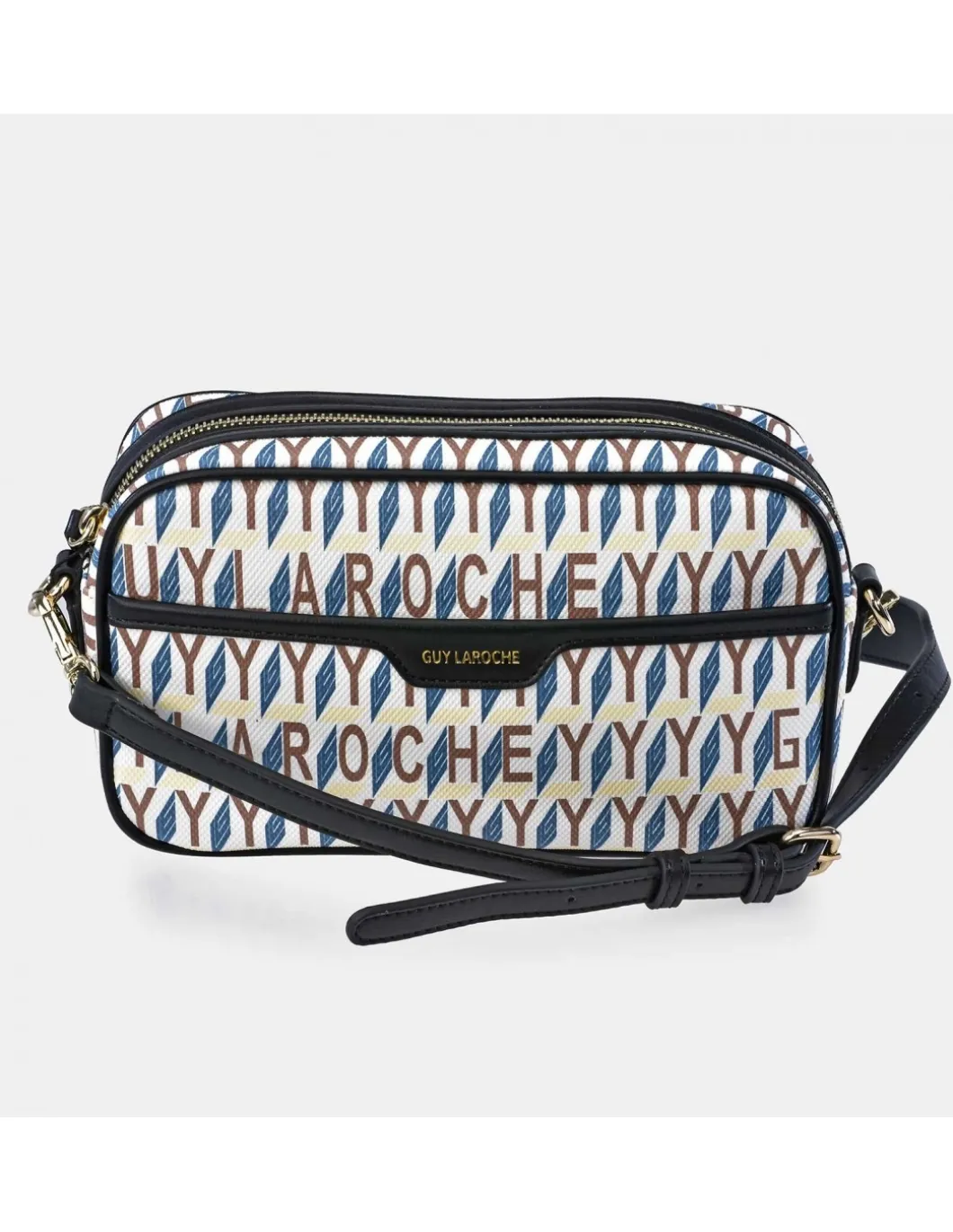 GUY LAROCHE bolso bandolera en lona estampada logo con cremallera
