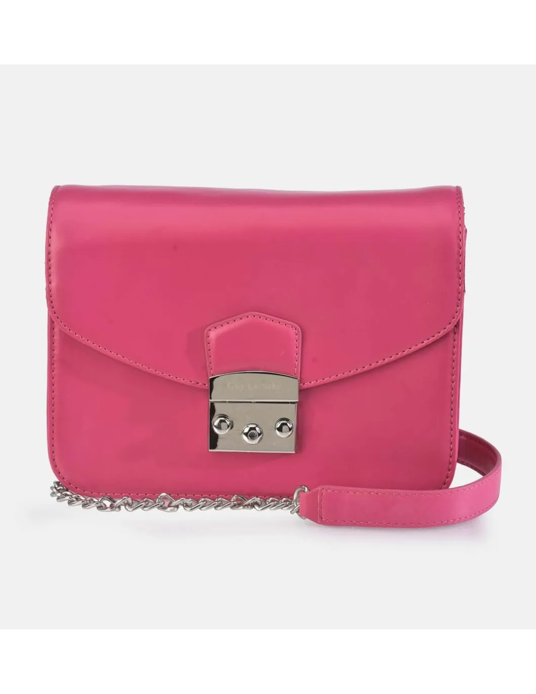 GUY LAROCHE Bolso bandolera metálica en piel con solapa para mujer