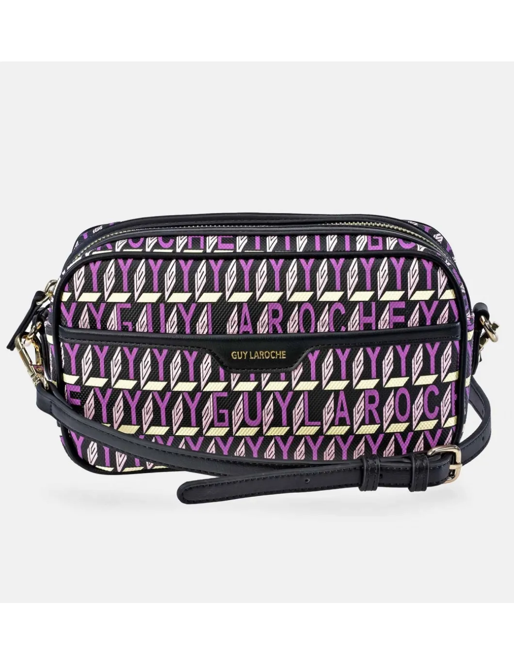 GUY LAROCHE bolso bandolera en lona estampada logo con cremallera