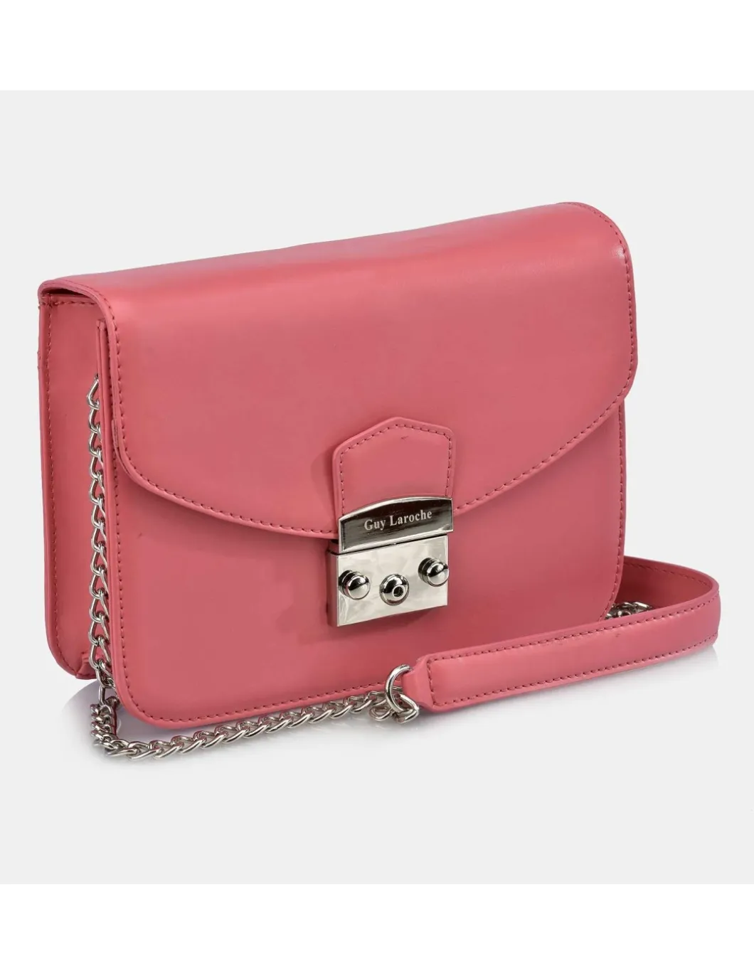 GUY LAROCHE Bolso bandolera metálica en piel con solapa para mujer