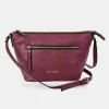 GUY LAROCHE Bolso con bandolera y cremalleras en piel color cereza para mujer