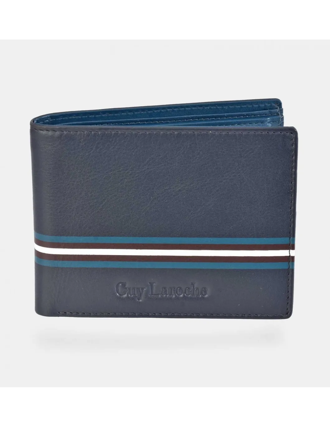 GUY LAROCHE Cartera horizontal con monedero para hombre en piel Rayas