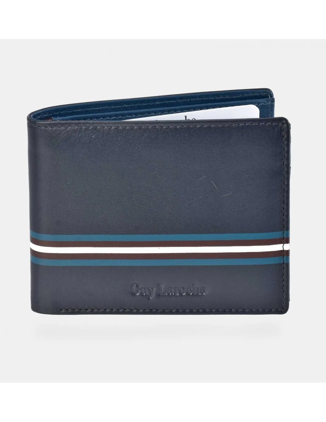 GUY LAROCHE Cartera horizontal con tarjetero para hombre en piel Rayas
