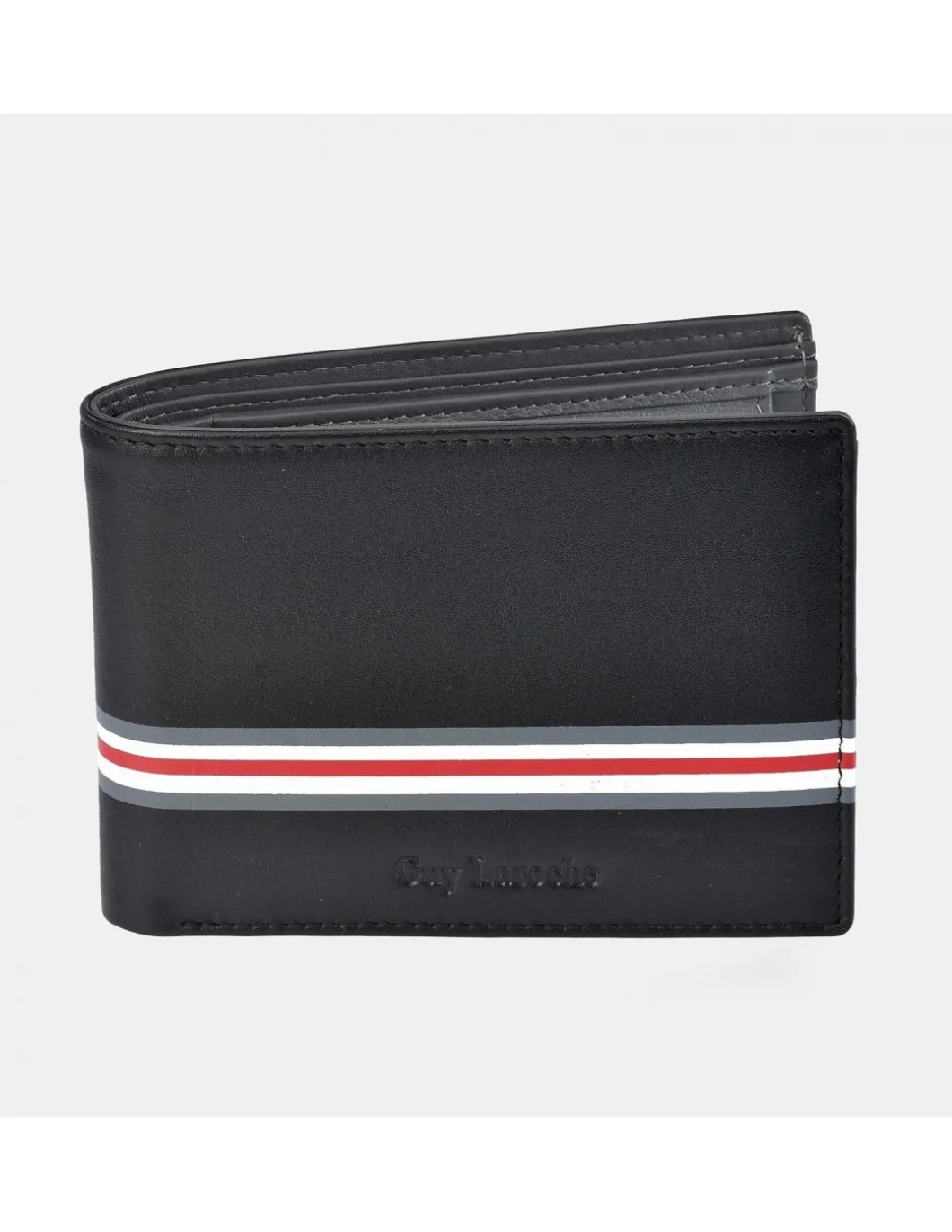 GUY LAROCHE Cartera horizontal con monedero para hombre en piel Rayas