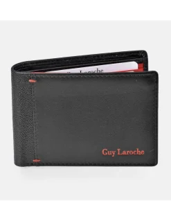 GUY LAROCHE Cartera horizontal compacta con tarjeteros para hombre en piel combinada