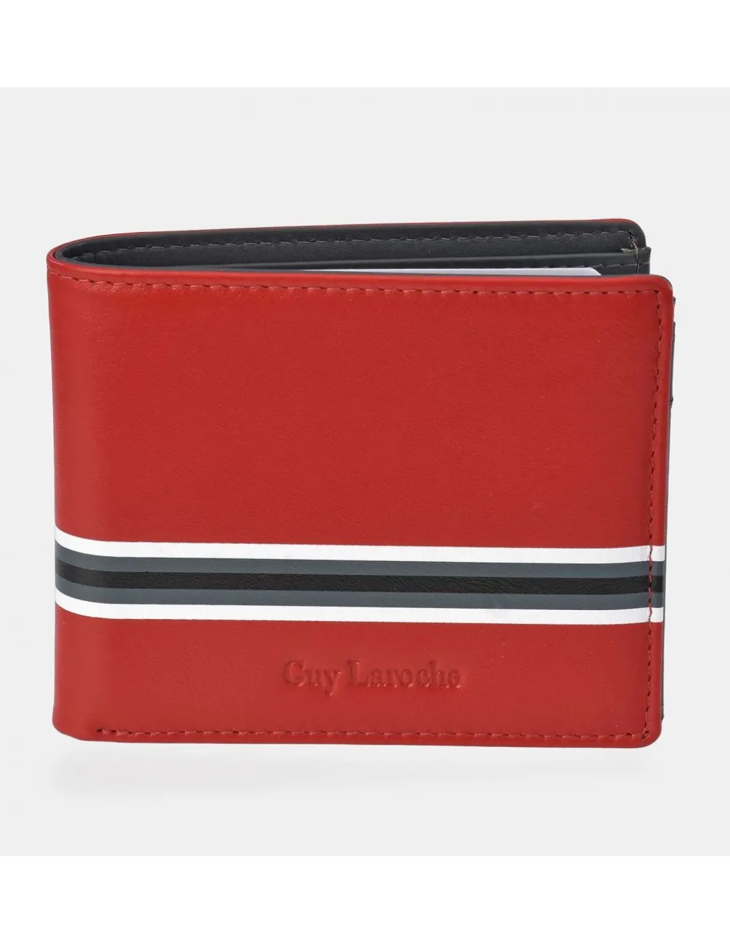 GUY LAROCHE Cartera horizontal con tarjetero para hombre en piel Rayas