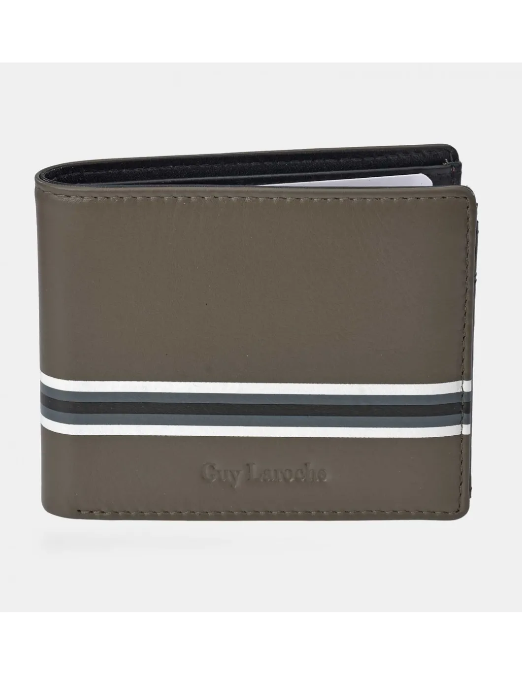 GUY LAROCHE Cartera horizontal con tarjetero para hombre en piel Rayas