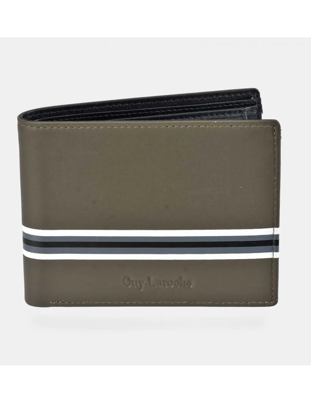 GUY LAROCHE Cartera horizontal con monedero para hombre en piel Rayas