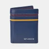 GUY LAROCHE cartera para hombre en piel de Ubrique combinada con rayas