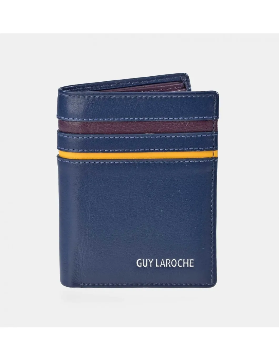 GUY LAROCHE cartera para hombre en piel de Ubrique combinada con rayas