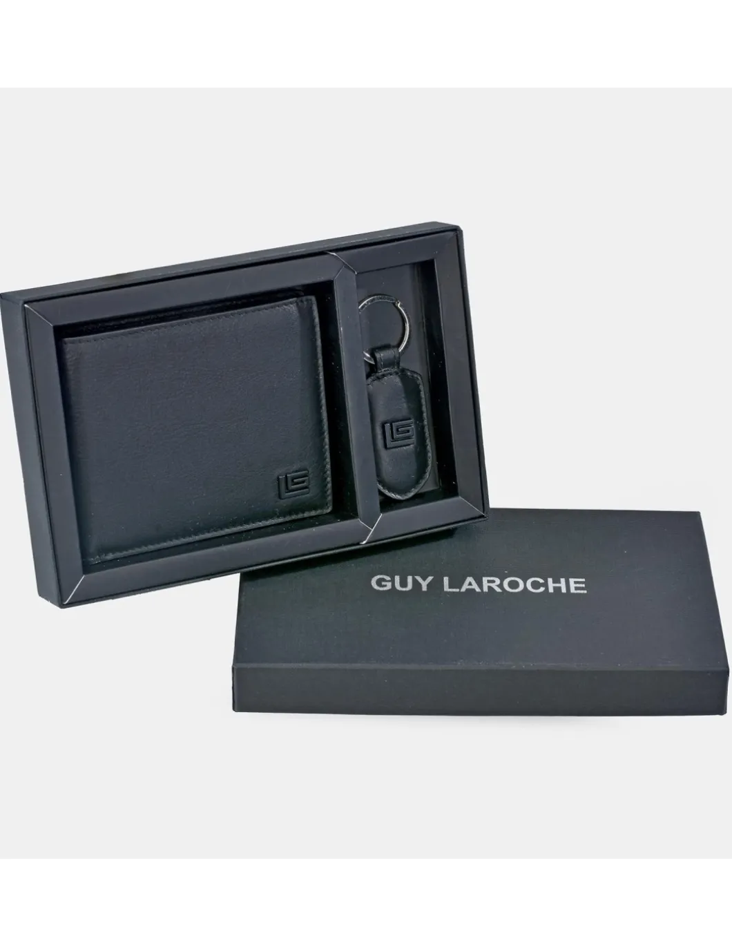 GUY LAROCHE cartera y llavero en piel con estuche regalo para hombre