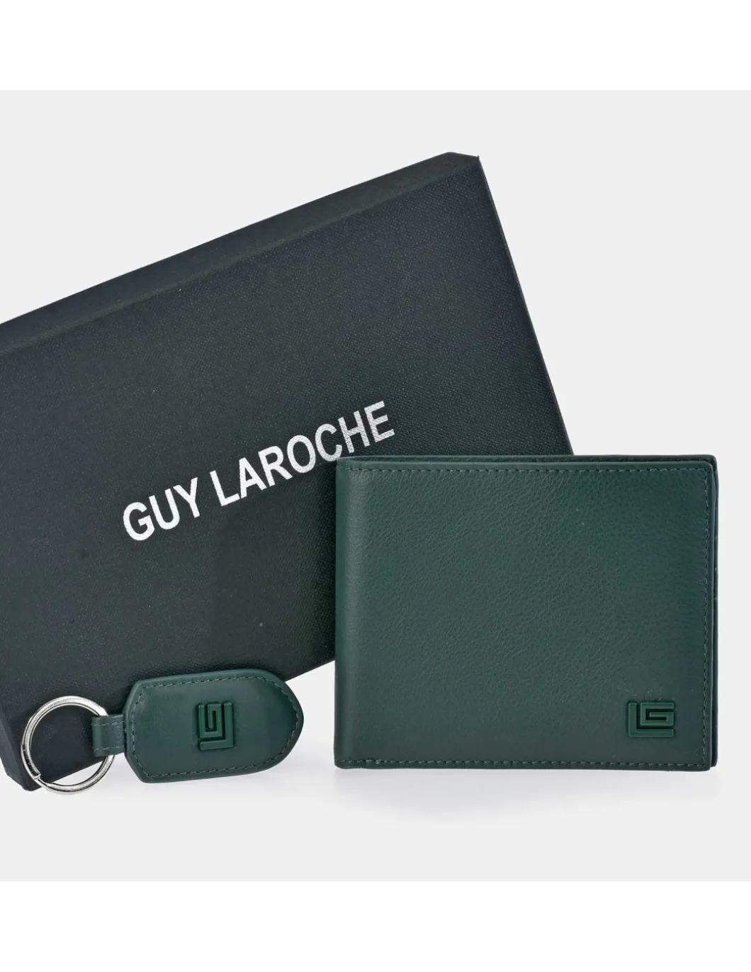 GUY LAROCHE cartera y llavero en piel con estuche regalo para hombre