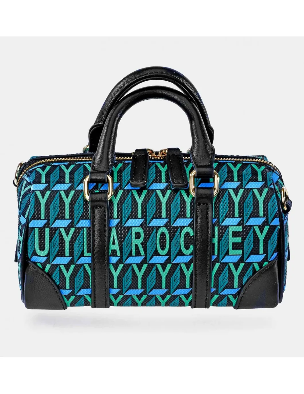 GUY LAROCHE mini bolso bandolera con asas de mano en lona estampada logo