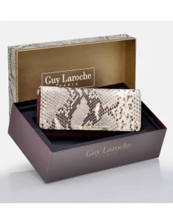 GUY LAROCHE Monedero billetero grande para mujer en piel grabado con estuche regalo