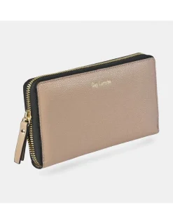 GUY LAROCHE Monedero billetero grande con cremallera para mujer en piel grano