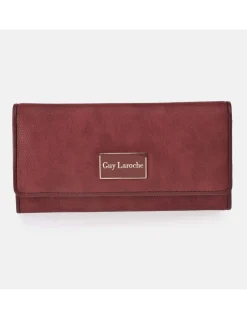 GUY LAROCHE Monedero billetero con solapa para mujer en símil piel grabada