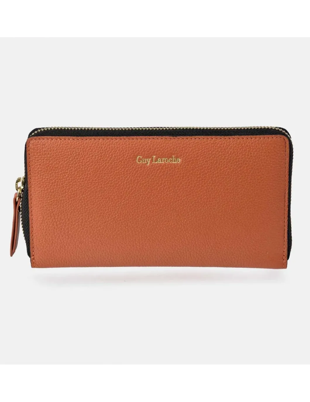 GUY LAROCHE Monedero billetero grande con cremallera para mujer en piel grano