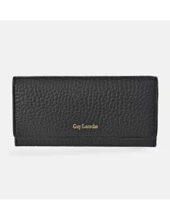 GUY LAROCHE Monedero billetero grande con solapa para mujer en piel grano