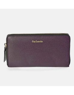 GUY LAROCHE Monedero billetero grande con cremallera para mujer en piel grano
