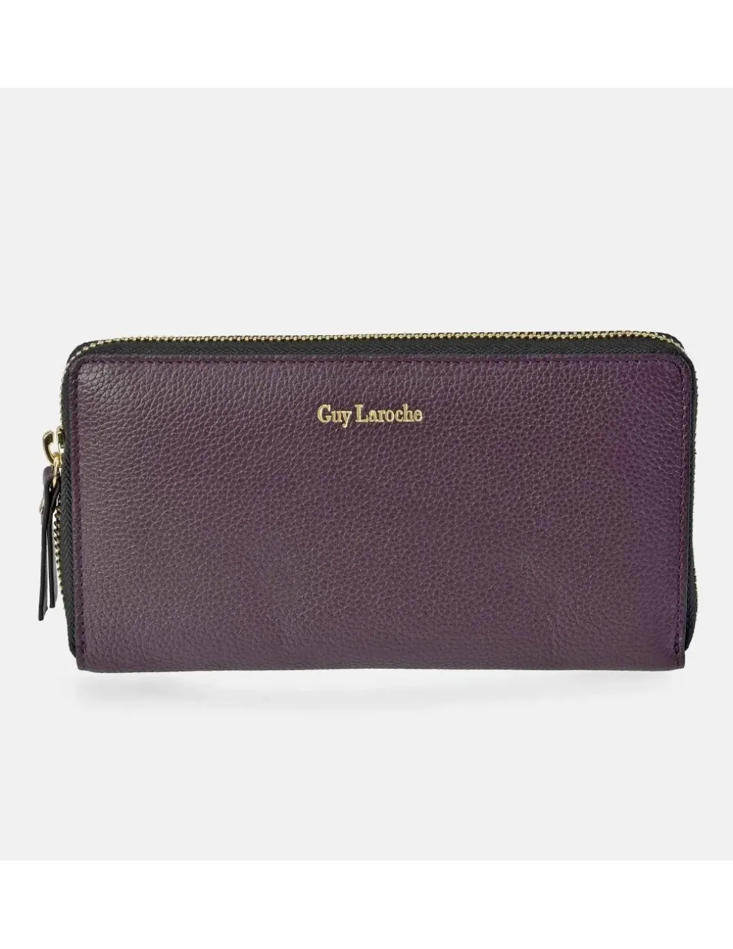 GUY LAROCHE Monedero billetero grande con cremallera para mujer en piel grano