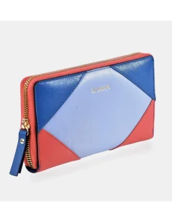 GUY LAROCHE monedero grande con cremallera para mujer en piel patchwork