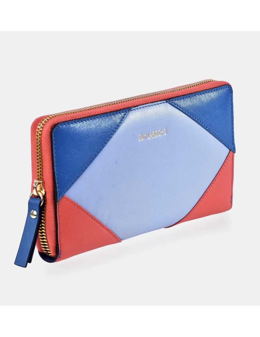 GUY LAROCHE monedero grande con cremallera para mujer en piel patchwork