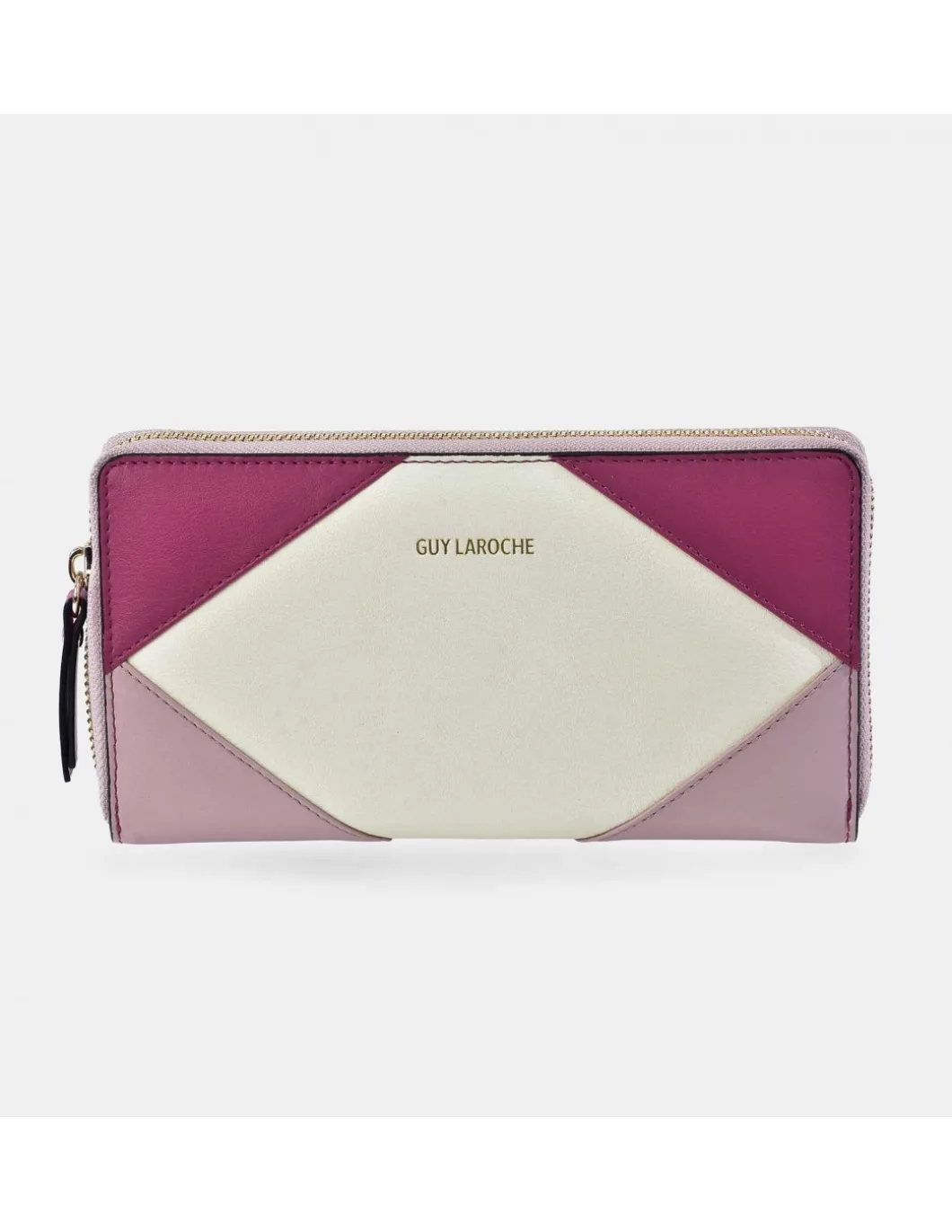 GUY LAROCHE monedero grande con cremallera para mujer en piel patchwork