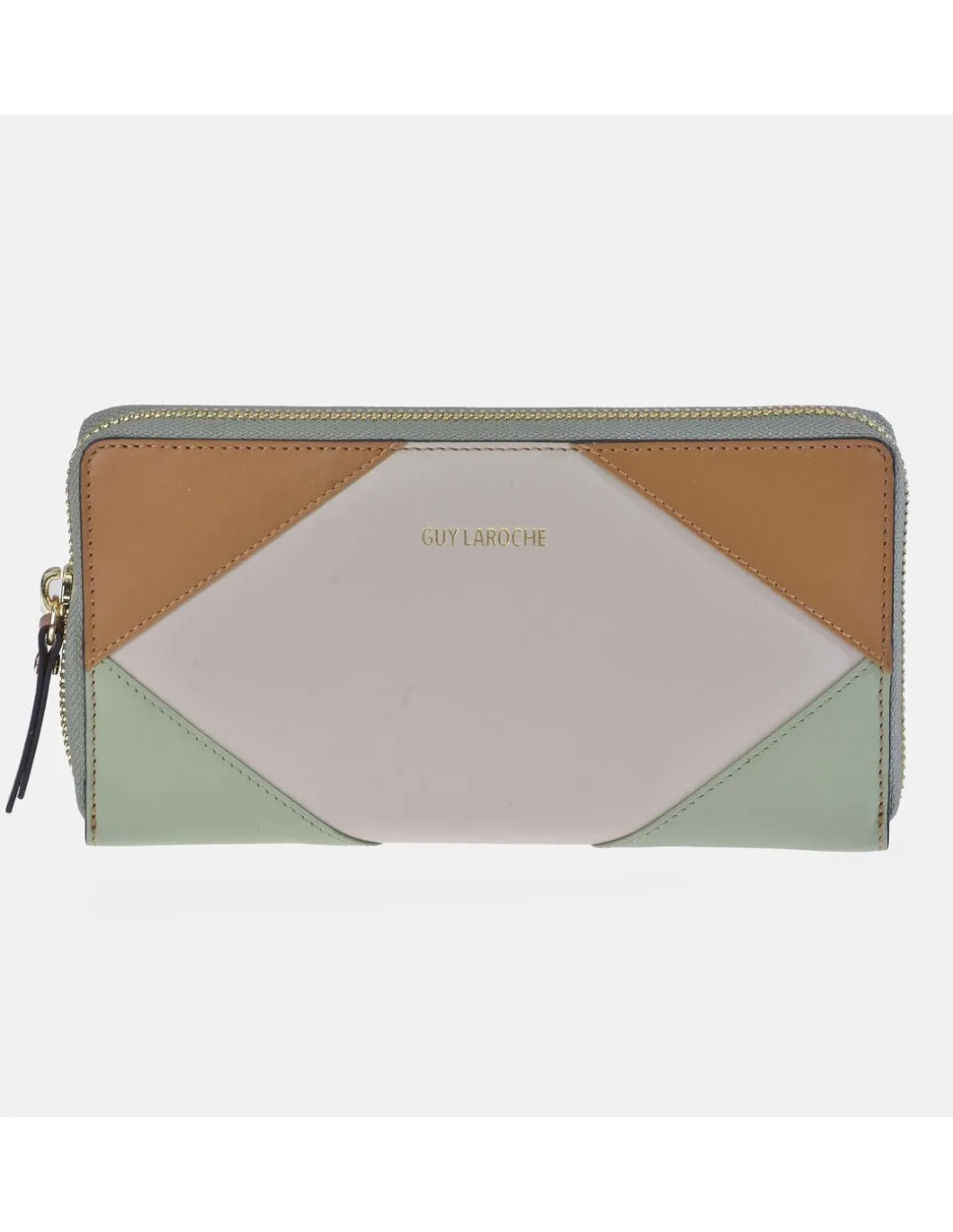 GUY LAROCHE Monedero grande con cremallera para mujer en piel patchwork